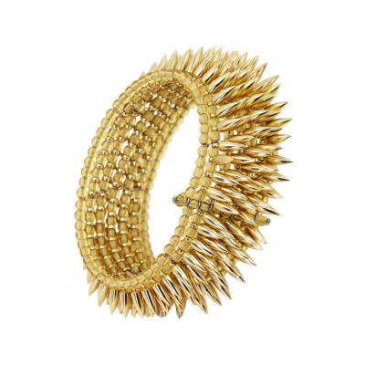 Estyn Hulbert Estyn Hulbert Five Row Shiny Gold Flexible Bullet Cuff