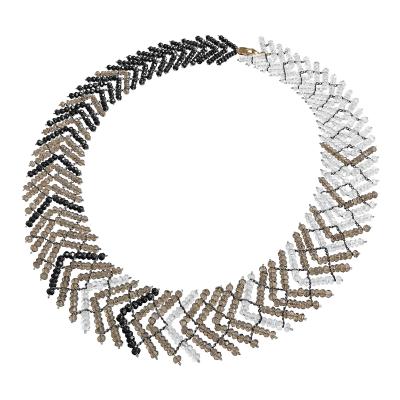 Estyn Hulbert Moonstone Black Spinel Smoky Topaz Intricate Beaded Necklace Estyn Hulbert