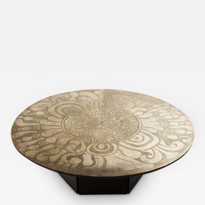 Etched Brass Coffee Table by Enviene M Barbara Parker 1965