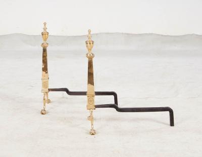 Etched Brass Federal Andirons