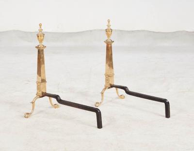 Etched Brass Federal Andirons