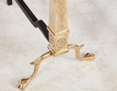 Etched Brass Federal Andirons