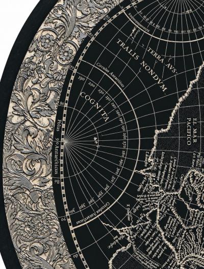 Etched Slate and Chrome Magellan World Map Side End Table 1970