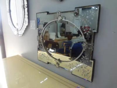 Etched and Beveled Venetian Mirror