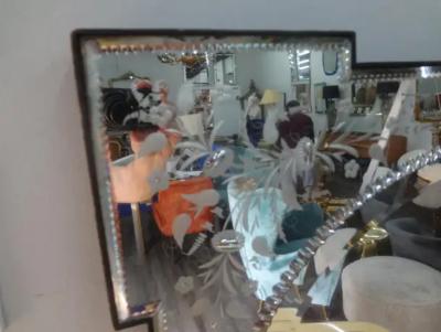 Etched and Beveled Venetian Mirror