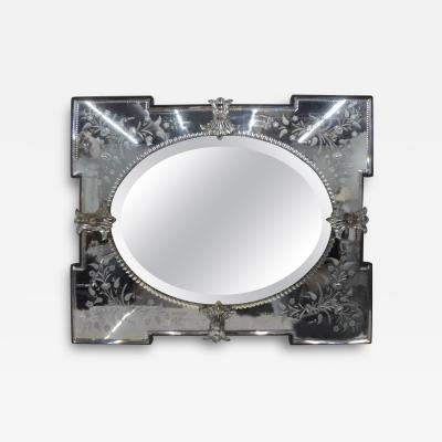 Etched and Beveled Venetian Mirror