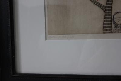 Etching of Girl by Tree