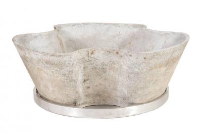 Eternit Scalloped Cast Concrete Planters with Aluminum Trays