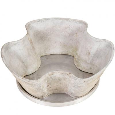 Eternit Scalloped Cast Concrete Planters with Aluminum Trays