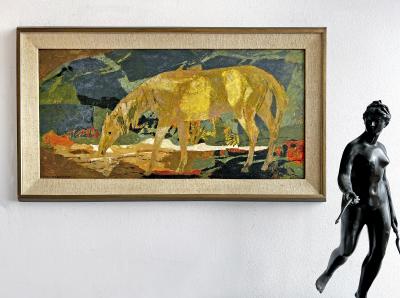 Ethel Magafan Lone Horse in Abstract Landscape