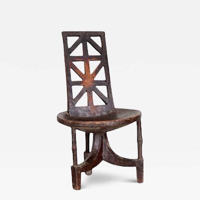Ethiopian Carved Wood Jimma Chieftain Chair