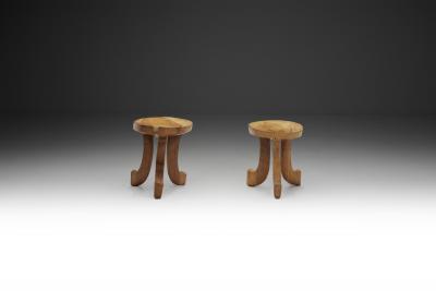Ethiopian Style Stool with Scrolled legs Norway first half of the 20th century