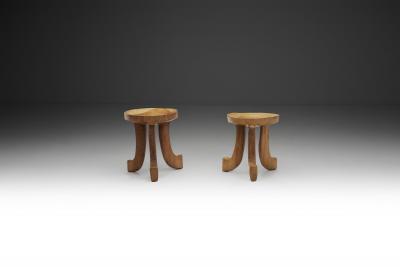 Ethiopian Style Stool with Scrolled legs Norway first half of the 20th century