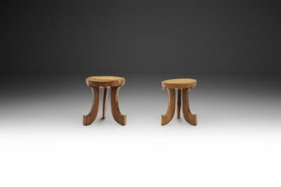 Ethiopian Style Stool with Scrolled legs Norway first half of the 20th century