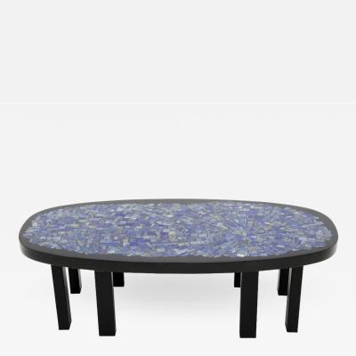 Etienne Allemeersch Coffee table in black resin and lapis lazuli by Etienne Allemeersch