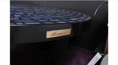Etienne Allemeersch Etienne Allemeersch black circular resin and lapis lazuli coffee table