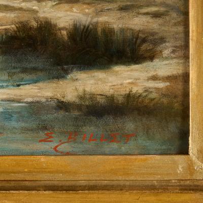 Etienne Billet French Orientalist oil painting of animals with riders by Etienne Billet