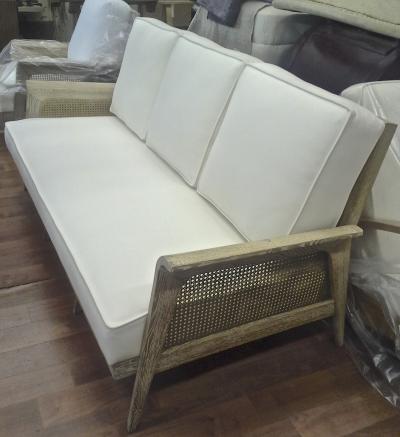Etienne Henri Martin Rarest Etienne Henri Martin Cane and Cerused Oak Couch Fully Restored