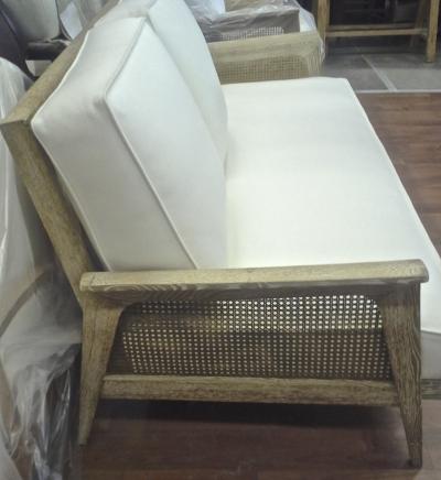 Etienne Henri Martin Rarest Etienne Henri Martin Cane and Cerused Oak Couch Fully Restored