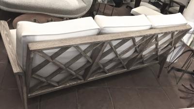 Etienne Henri Martin Rarest Etienne Henri Martin Cane and Cerused Oak Couch Fully Restored