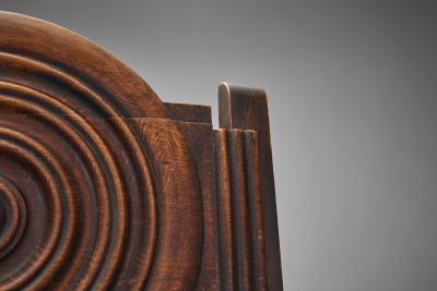 Etienne Kohlmann Set of Six Oak and Mohair Dining Chairs by Etienne Kohlmann France 1930s