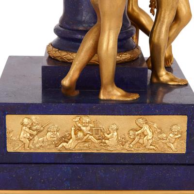 Etienne Maurice Falconet Antique French gilt bronze and lapis lazuli mantel clock after Falconet