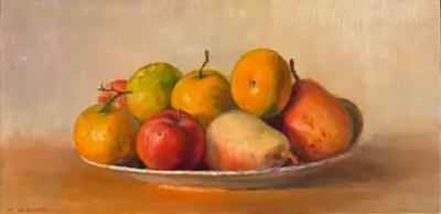 Ettore De Conciliis Ettore de Conciliis Plate of Fruit Still life Oil Painting Signed 1999