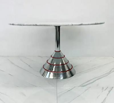 Ettore Sottsass 1980s Post Modern Memphis Milano Style Dining Table Carrara Marble Top