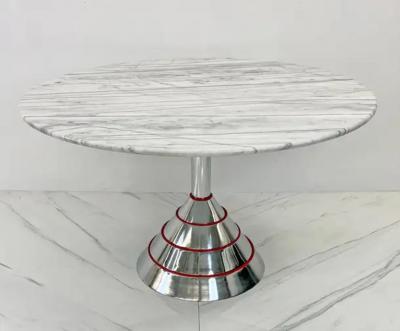 Ettore Sottsass 1980s Post Modern Memphis Milano Style Dining Table Carrara Marble Top