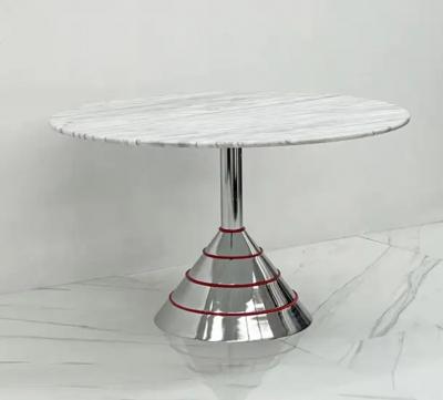 Ettore Sottsass 1980s Post Modern Memphis Milano Style Dining Table Carrara Marble Top