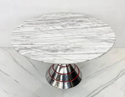 Ettore Sottsass 1980s Post Modern Memphis Milano Style Dining Table Carrara Marble Top
