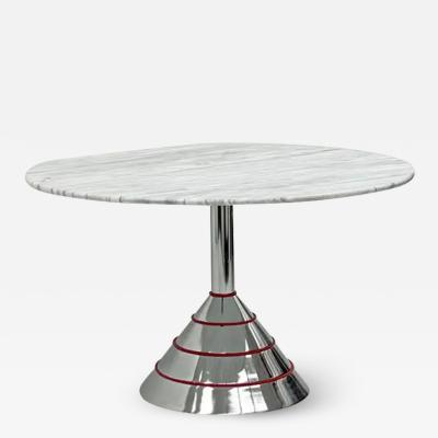 Ettore Sottsass 1980s Post Modern Memphis Milano Style Dining Table Carrara Marble Top