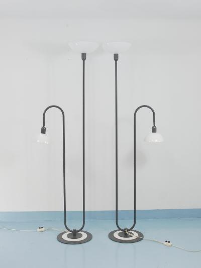 Ettore Sottsass 2 Postmodern 1980s Memphis Style Uplighter Floor Lamps Torchiere Italy 1980s