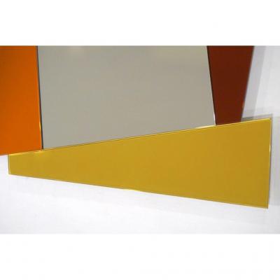 Ettore Sottsass 2007 Ettore Sottsass Geometric Mirror in White Red Orange Yellow for Glas Italia