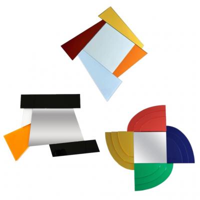 Ettore Sottsass 2007 Ettore Sottsass Geometric Mirror in White Red Orange Yellow for Glas Italia