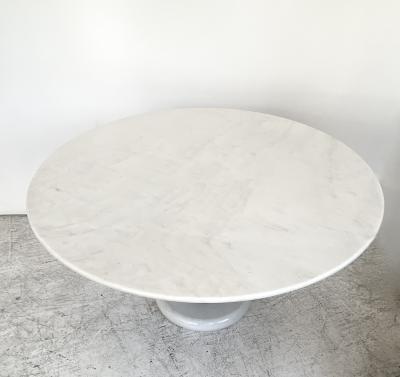 Ettore Sottsass ETTORE SOTTSASS WHITE AND BLACK ROUND MARBLE DINING TABLE LOTO ROSSO POLOTRONOVA