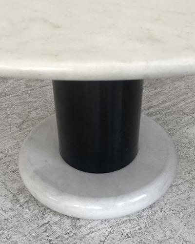 Ettore Sottsass ETTORE SOTTSASS WHITE AND BLACK ROUND MARBLE DINING TABLE LOTO ROSSO POLOTRONOVA