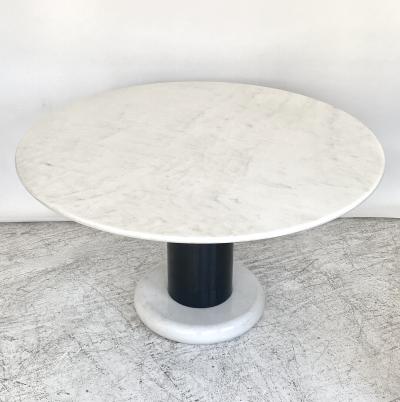 Ettore Sottsass ETTORE SOTTSASS WHITE AND BLACK ROUND MARBLE DINING TABLE LOTO ROSSO POLOTRONOVA