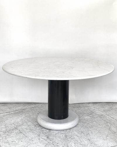 Ettore Sottsass ETTORE SOTTSASS WHITE AND BLACK ROUND MARBLE DINING TABLE LOTO ROSSO POLOTRONOVA