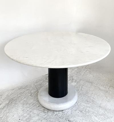 Ettore Sottsass ETTORE SOTTSASS WHITE AND BLACK ROUND MARBLE DINING TABLE LOTO ROSSO POLOTRONOVA