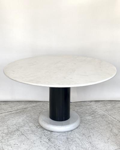 Ettore Sottsass ETTORE SOTTSASS WHITE AND BLACK ROUND MARBLE DINING TABLE LOTO ROSSO POLOTRONOVA
