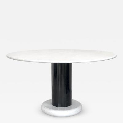 Ettore Sottsass ETTORE SOTTSASS WHITE AND BLACK ROUND MARBLE DINING TABLE LOTO ROSSO POLOTRONOVA
