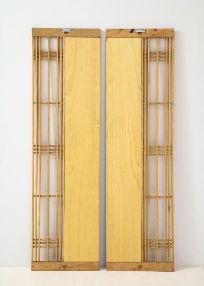 Ettore Sottsass Ettore Sottsass Style 1980s Oak Frame With Blue Glass Two Piece Mirror