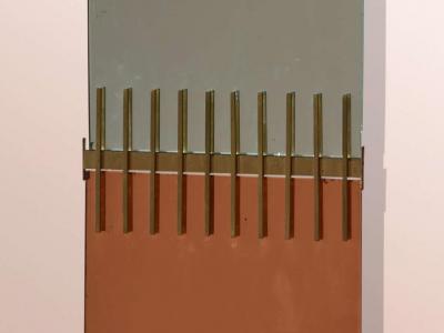 Ettore Sottsass Ettore Sottsass brass and pink glasses mirror by Santambrogio De Berti 1960s