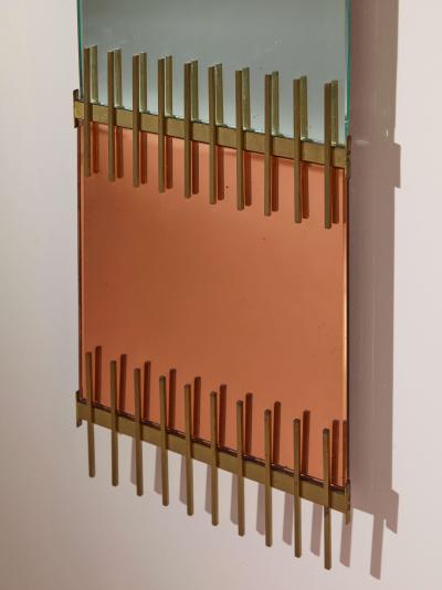 Ettore Sottsass Ettore Sottsass brass and pink glasses mirror by Santambrogio De Berti 1960s