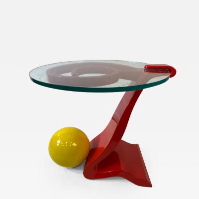 Ettore Sottsass ITALIAN POST MODERN MEMPHIS ENAMELED RED AND YELLOW METAL TABLE