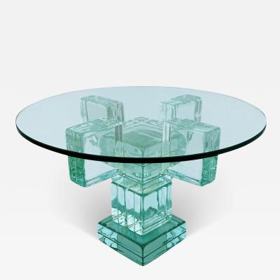Ettore Sottsass Midcentury Postmodern Clear Glass Block End Table or Side Table after Sottsass