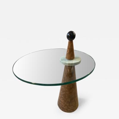 Ettore Sottsass POST MODERN MARBLE AND GLASS TABLE IN THE MANNER OF ETTORE SOTTSASS
