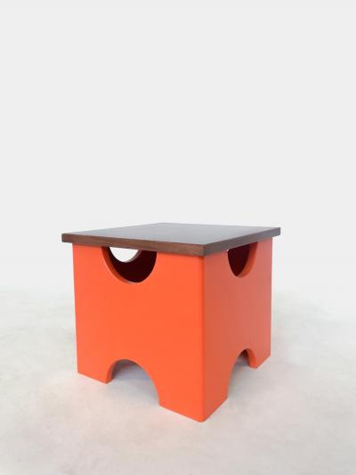 Ettore Sottsass Pair of Mid Century Modern Orange Dado Stools by Ettore