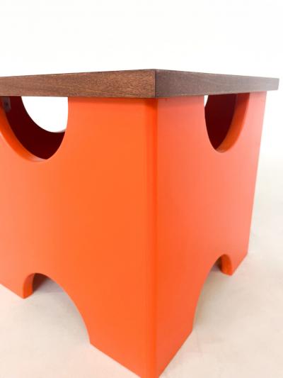 Ettore Sottsass Pair of Mid Century Modern Orange Dado Stools by Ettore